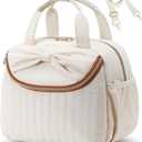 Bluboon Lunch Box for Women, Large Insulated Lunch Bag with Shoulder Strap, Adult Lunch Tote Teacher Nurse, Bow Lunch Cooler Gifts for Work Picnic Travel, Black (Biege) (Beige)