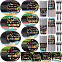 Yungyan 120 Pcs School's out for the Summer Tableware Set End of Year Vacation Disposable Plates Cups Napkins Forks Last Day of School Party Supplies for 24 Guests Tropical Beach Pool Party Favors