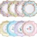 DUBEDAT Floral Paper Plates - 48 PK - 9 Inch Flower Disposable Dinner Plates for Tea Party Baby Shower Brial Shower Birthday Wedding