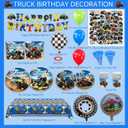 219pcs Truck Birthday Decorations, Monster Truck Party Decorations Set with Plates, Dessert Plates, Napkins, Cups, Forks, Knives, Balloons, Happy Birthday Banner, Tablecloth, and Stickers, Serves 24