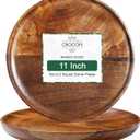 Mango Wood Dinner Plates, Round Serving Plate Set of 2, Cheese and Coffee Tea Serving Tray, Fruit Platters for Party Dinner, Wood Plates for Snacks and Dessert, 11 Inch