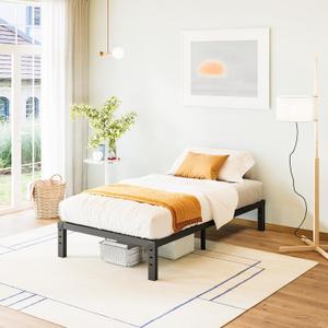 FSCHOS Twin Metal Platform Bed Frame - 12 Inch, No Box Spring Needed, Heavy Duty, Easy Assembly, Noise Free, Black