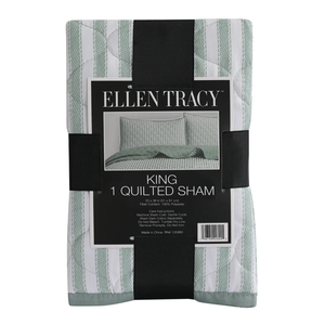 Ellen Tracy™ Stripe Single King Quilted Sham, 2 Pillow Cover Set - Green (20"x36")