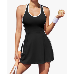 ATTRACO Tennis Dresses for Women with Shorts Pockets and Bra V Neck Racerback Golf Outfits XL