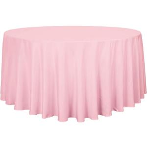 sancua Round Tablecloth - 108 Inch - Water Resistant Spill Proof Washable Polyester Table Cloth Decorative Fabric Table Cover for Dining Tables, Buffet Parties and Camping, Pink
