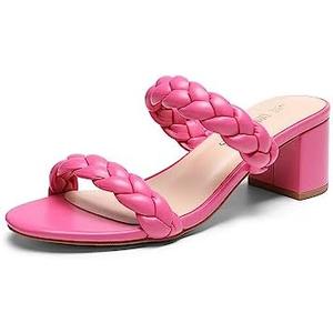 DREAM PAIRS Women's Two Braided Strap Low Heels for Women Open Toe Block Chunky Heels Sandals Holiday Party Wedding Dress Pumps Shoes Size 8