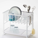 GSlife Narrow Dish Drying Rack  Expandable Small Dish Rack for Kitchen Counter, 2 Tier Adjustable Capacity (15.7''20.7''L) Dish Drainer Rack with Removable Cutlery Holder, White