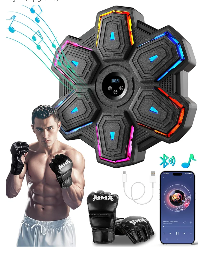 Prorobust Music Boxing Machine with Gloves, Smart Bluetooth Wall Mounted Music Boxing Trainer, LED Boxing Target Workout Equipment for Home, Office, Gym (Upgrade)