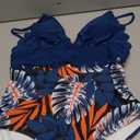 PATPAT Mommy and Me Matching SwimsuitOne Piece V Neck Bathing Suits Leaves Printed Family Swimwear Matching Set, Medium