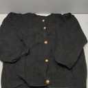 Cicy Bell Womens 3/4 Puff Sleeve Cardigan Sweater Fall Trendy Casual Button Up Loose Fit Cropped Knit Sweaters Black Size M