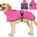 Dotoner Waterproof Dog Coat Warm Fleece Lined Jacket Reflective Winter Pet Apparel for Small Medium Large Dogs with Leash Opening Adjustable Neck & Tail Drawstring (Pink, Large)
