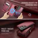 Defencase for Samsung Galaxy S26 Ultra Magnetic Wallet Case Compatible with Magsafe with RFID Blocking Zipper & Card Holder Women, PU Leather Detachable Phone Case for Galaxy S26 Ultra 6.9", Wine Red