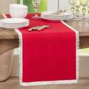 Fringe Border Table Runner (16" x 72", Red)