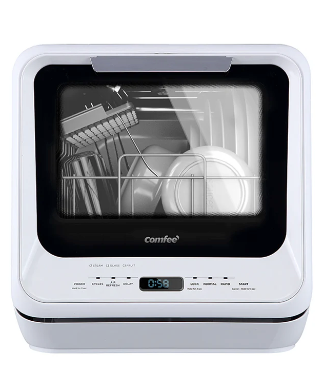 COMFEE' Portable Dishwasher Countertop with 5L Built. in Water Tank, No Hookup Needed, 6 Programs, 360° Dual Spray, 192°F High-Temp& Air-Dry Function, Mini

Dishwasher for RVs, White