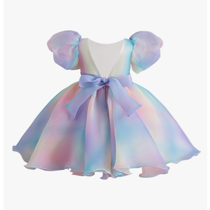 Toddler Flower Girl Dress Backless Puffy Tutu Dress for Baby Girls Puff Sleeve Pageant Dresses Birthday Party Size 100