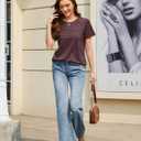 Summer Tops for Women Beach Fashion Spring Short Sleeve Shirts Outfits Business Tshirts Casual Blouses Clothes (Beige, S)