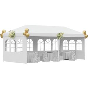 10x20 Outdoor Gazebo Wedding Party Tent Canopy Tent with 4 Removable Sidewalls,White
