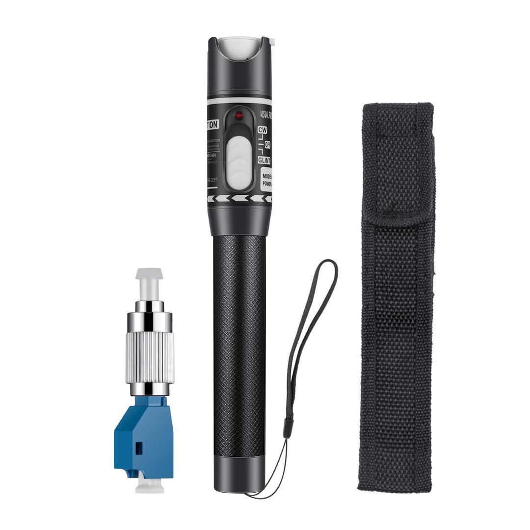 Visual Fault Locator 30KM,VFL Fiber Optic Tester with Single Mode 9/125um FC to LC Adapter, Fiber Light Tester for Fiber Network Cable Test(White)