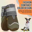 SlowTon Dog Shoes for Dogs - Breathable Dog Boots for Summer Hot Pavement, Paw Protector for Outdoor Walking Winter Snow, Anti-Slip Rubber Dog Booties for HardFloor (Brown Gray, 2)