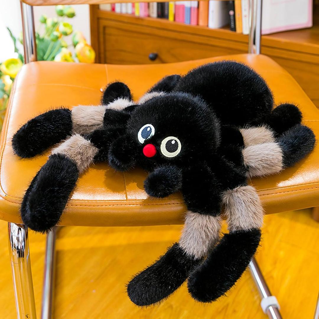 Jumping Spider Plush Toy-Cute 11.8'' Spider Stuffed Animal for Kids and Girls Boys,Soft Stuffed Spiders Toy Plushies Pillow Doll Birthday Gift-Brown (Small)