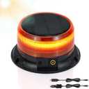 AnTom Solar LED Amber Strobe Light, Rechargeable 360 Flashing Warning Beacon Light with 9 Modes, Magnetic Base Waterproof for Vehicles, Trucks, and Outdoor Emergencies