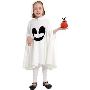 1-6Y Toddler Girls Boys Halloween Costumes Spooky Ghost Hooded Cloak Pants 2Pcs Halloween Party Ghostly Costume Set (3-4 Years)