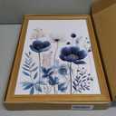 DUWQU 3 Pcs Blue Floral Canvas Wall Art, Wood Framed Navy Blue Wildflower Lily Daisy Wall Decor, Watercolor Botanical Flower Home Poster Art Prints for Living Room Bedroom Bathroom 1216 Inches