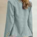 Happy Sailed Tweed Blazers Jackets for Women Business Casual Outfits Lapel Collar Open Front Double Breasted Blazer Professional Attire Work Suits Fashion 2025 Sky Blue XL (Blue, XL)