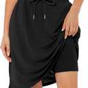 Century Star Tennis Skirts for Women with Pockets Golf Knee Length Skorts Athletic Sports Drawstring Waist Skirts with Shorts (Black, L)