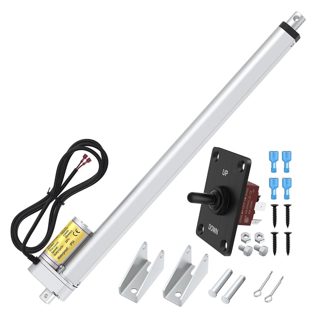 12V Heavy Duty Linear Actuator 330lb/1500N, 18" Travel 10mm/s Electric Actuator 12V with Overload Protection & Controller for Agriculture Automotive Industry