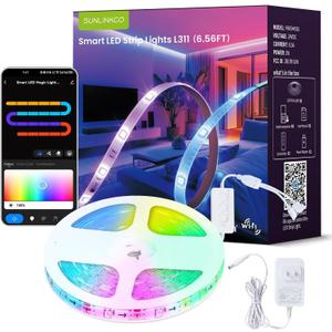 RGB+IC LED Strip Lights, Smart LED Light for Bedroom, Color Changing LED Strips with 44 Scene Modes, Segmented Control, for Bedroom Home TV Wall Décor, Party, Festival, Gathering