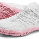 Grand Attack Barefoot Shoes Women Minimalist Zero Drop Lightweight Cross-Trainer for Wrestling Boxing Weightlifting Walking Shoes (8 Wide, 646/White/Pink)