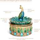 Bits and Pieces Peacock Jewelry Box for Women Small Keepsake Box with Peacock Figurine Lid - Decorative Boxes for Home Decor