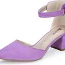 IDIFU Women's IN2 Pedazo Dress Shoes Low Block Heels Comfortable Chunky Closed Toe Ankle Strap Wedding Pumps (6.5, Lavender Suede)