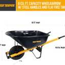 True Temper R6STFFEC 6 Cu. Ft Steel Tray Wheelbarrow with Never Flat Tire & Steel Handles, Black