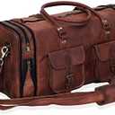 Genuine Leather Duffle Bag 24 Inch Handmade Vintage Travel Case Luggage Bags for Men, Overnight Carry On Duffel Bag Medium Weekender Gym Bag for Men and Women