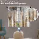 Brown Beige Painting Kitchen Curtains 36 Inch Length Abstract Window Short Tier Curtains Over Sink Set of 2, Grey Contemporary Vintage Small Kitchen Decor 26x36 Inch