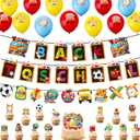 2 x 18PCS School Balloons 3 Strings School Banner16PCS Cake Toppers Colorful Classroom Decorations-Apple Pencil Bus Hanging for Kindergarten Preschool Elementary Party Supplies