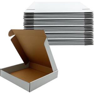 11x11x2 Inches Shipping Boxes Set of 25,White Corrugated Mailing Cardboard Box Literature Mailer for Packing Small Business Moving Storage, E-Commerce Packaging Mailing Boxes Gift Boxes for Presents