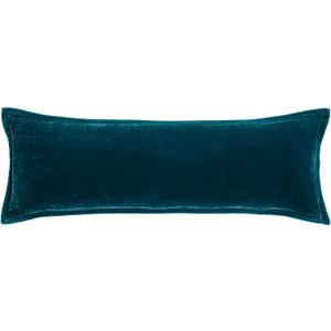 HiEnd Accents Stella Faux Silk Velvet Lumbar Pillow, 14x42 inch, Teal, Romantic Western Modern Traditional Style Luxury Bedding, Decorative Throw Pillow