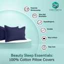 2 Pack Pillow Shams Standard Size 20x26 600 Thread Count 100% Organic Cotton Navy Blue Pillow Covers with 2 Inch Flange, Soft & Smooth Premium Hotel-Quality Pillowcases Set of 2