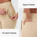 25"/27" Womens Golf Pants Stretch Travel Ankle Cropped Pant High Waist with Zipper Pockets 7/8 Work Business Casual (X-Small, Khaki)