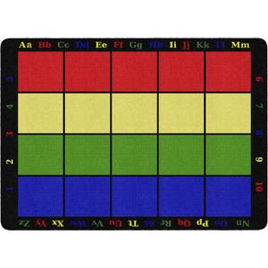 Flagship Carpets Learning Grid Colorful Numbers and Letters Kids Seating Area Rug for Classroom, Play Area Mat, Home Learning or Kids Room Carpet, 5'10" x 8'4", Seats 24