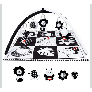 Lovvie & Joy Baby Play Activity Gym Tummy Time Mat for Infant,Baby Gyms & Playmats for Babies 0 to 3 6 9 12 Months with 5 Toys for Early Sensory Exploration and Motor Skill Development