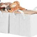 StorageWorks Storage Bins, Shelves Baskets for Organizing, Fabric Closet Organizers with Handles, Metal Frame, Gray and White Stripes, 2-Pack (14 " L x 10 " W x 8 " H)