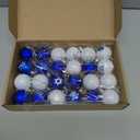 Barydat 24 Pcs Happy Hanukkah Ornament for Tree Balls Chanukah Hanging Ornaments Star of David Hanukkah Ornament Balls White Blue Jewish Menorah Ornaments for Xmas Tree Decoration(Stylish Style)