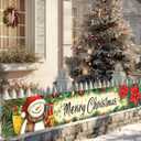 2 x Merry Christmas Banner 118x20 Inch Snowman Poinsettia Holiday Backdrop Festive Decorations for Home and Party Supplies Create a Joyful and Cheerful Holiday Atmosphere with this Wall Sign