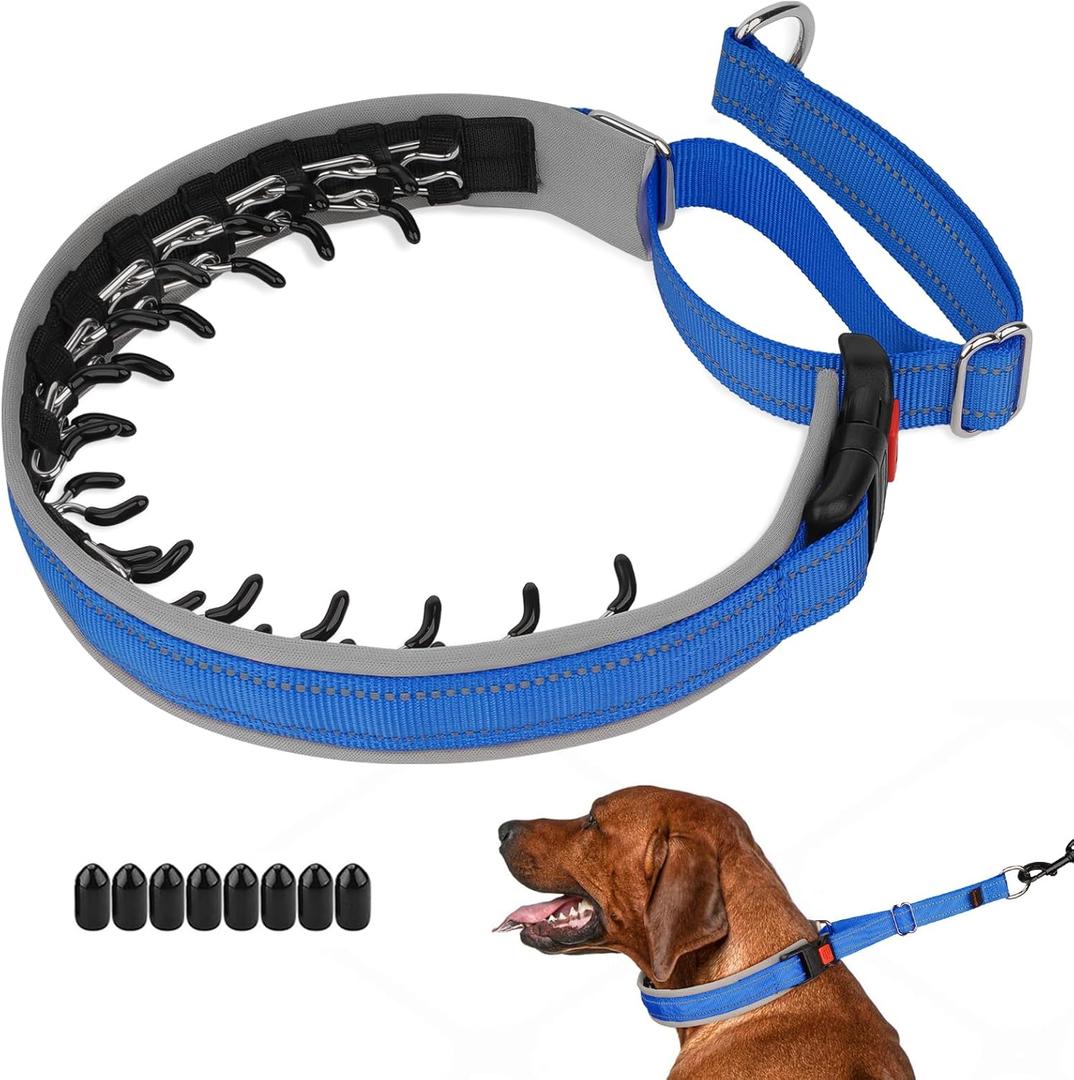 Mayerzon Martingale Dog Collar for Pulling, Patented No Pull Training Walking Collar with Buckle for Medium Large Dogs Bulldog Pitbull German Shepherd, Reflective, Adjustable(Medium, Dark Blue) 