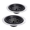 Stainless Silicone Kitchen Sink Strainer, Drain Protector, Prevent Clogging, Large Wide Rim 4.5 inch Diameter, Tools Home Improvement, pack of 2 (Black)