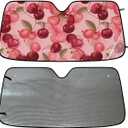 Cute Cherry Car Windshield Sun Shade Fruit Pattern Front Window Sunshades Foldable UV Ray Sun Visor Protector for Sedans SUV Trucks Sun Shield Keep Your Vehicle Cool